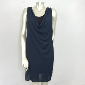 AllSaints Dress Uk 8 US 4 Navy Blue/Black Sleeveless Draped ADYN Dress